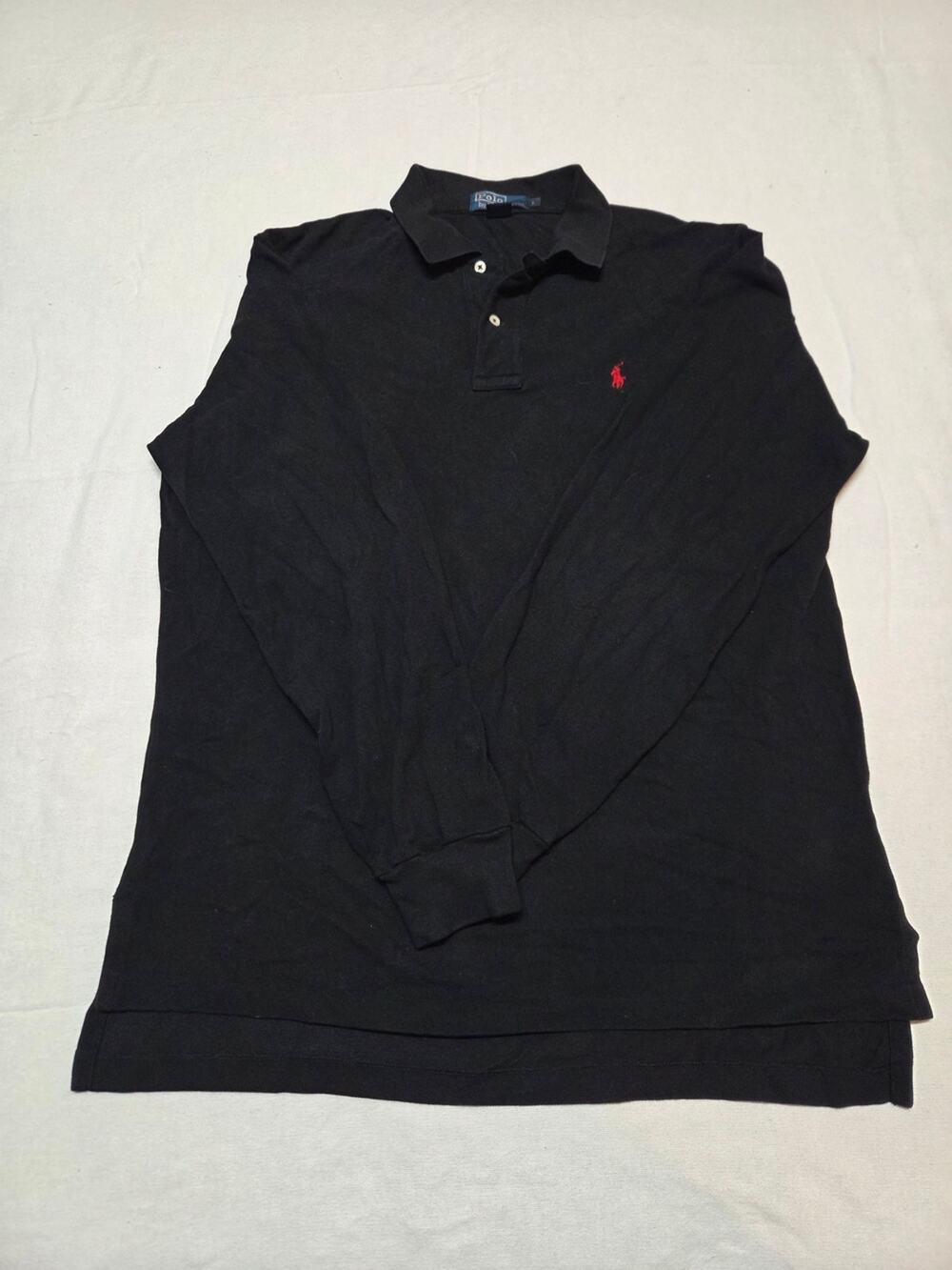 Ralph Lauren Black Long-Sleeve Polo with Red Pony Size L